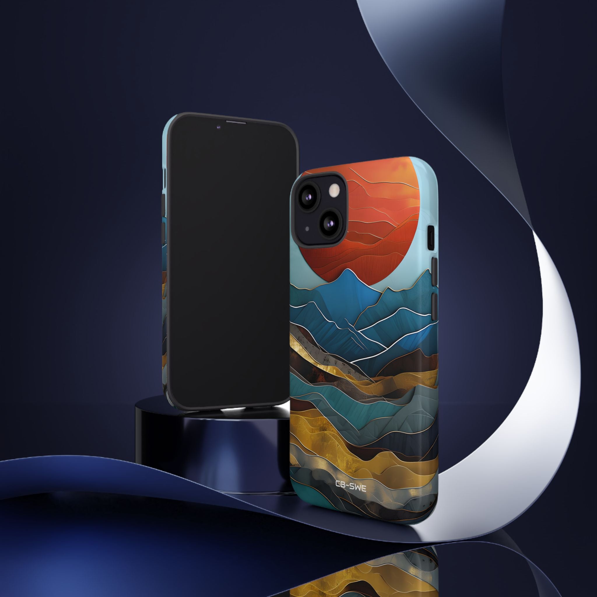 Sunset Geometry Waves - iPhone Case