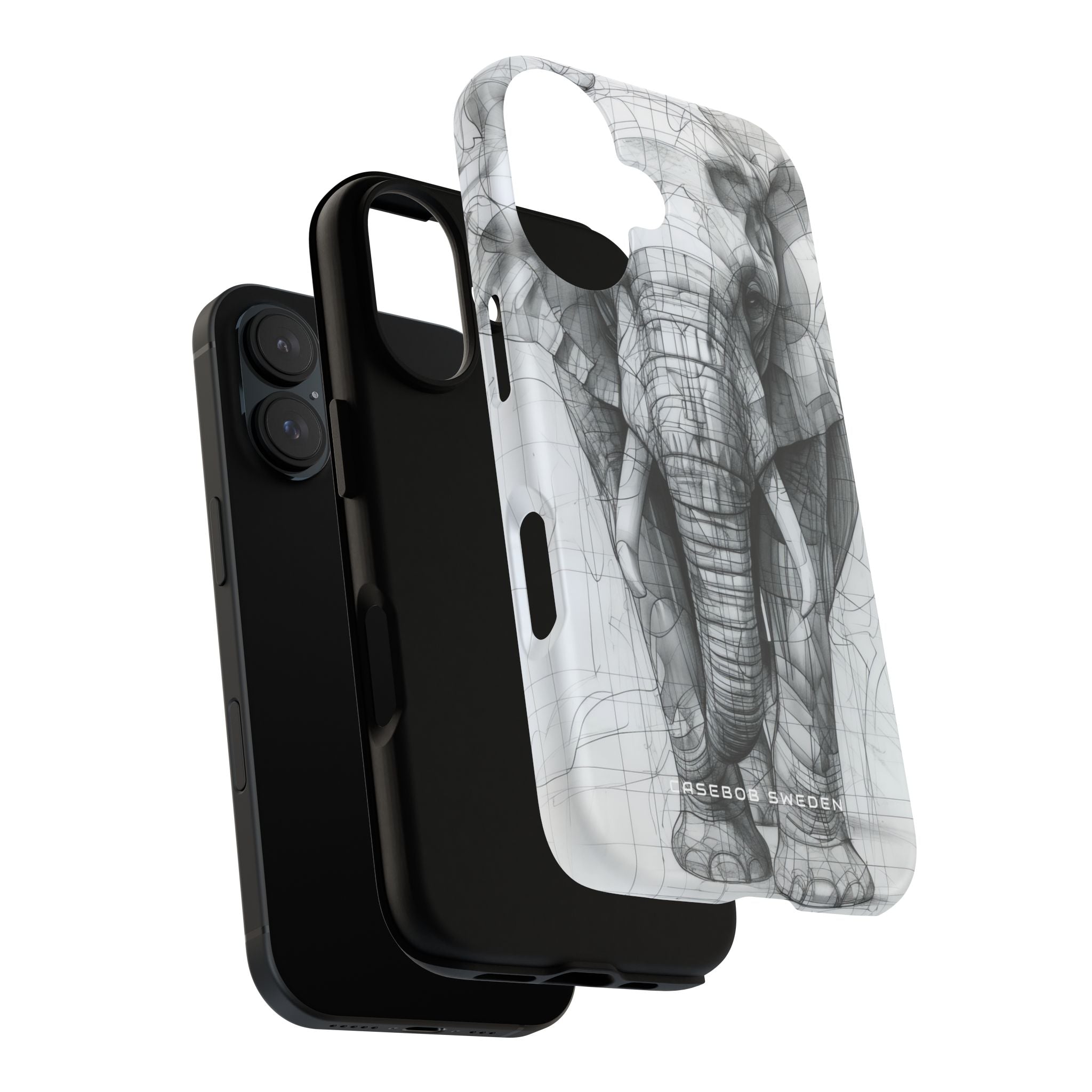 Elephant Line Geometry iPhone 16 - Tough Phone Case