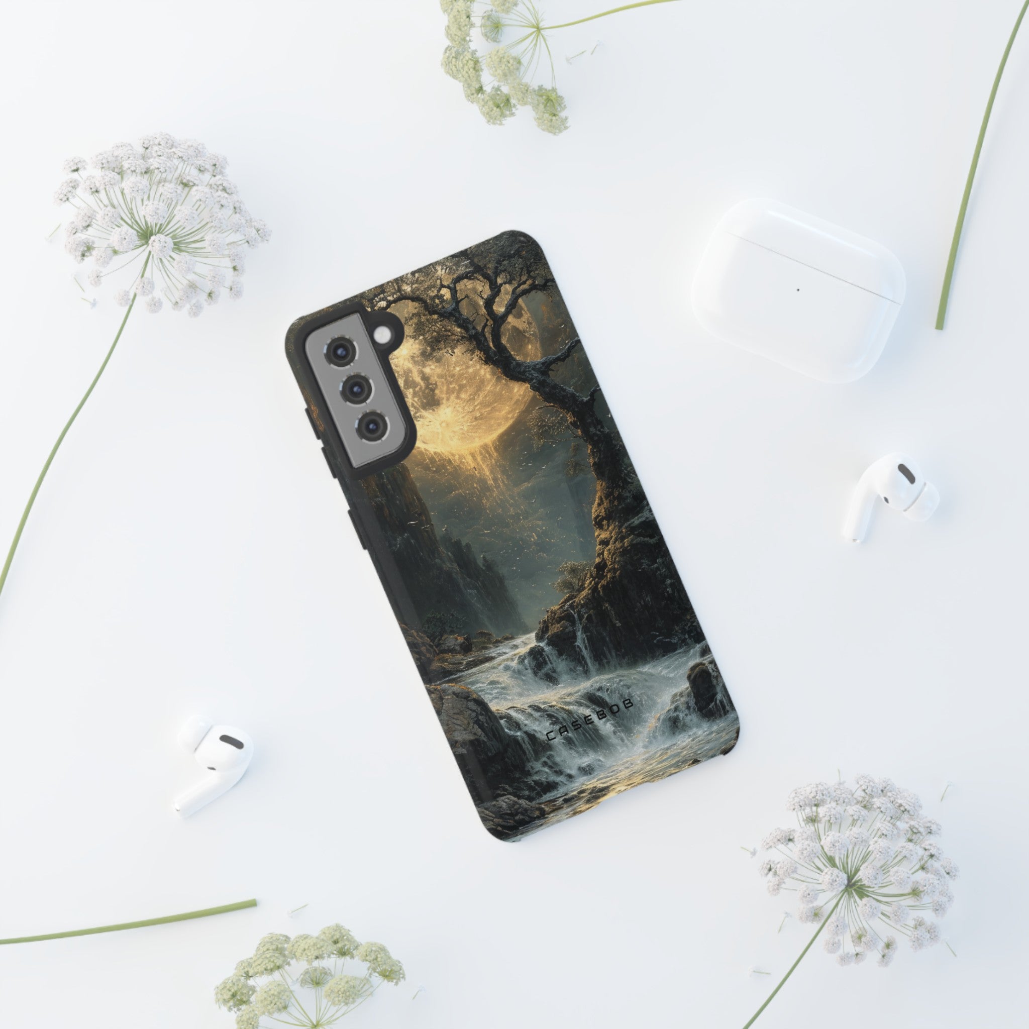 Moonlit Waterfall Silence - Protective Phone Case