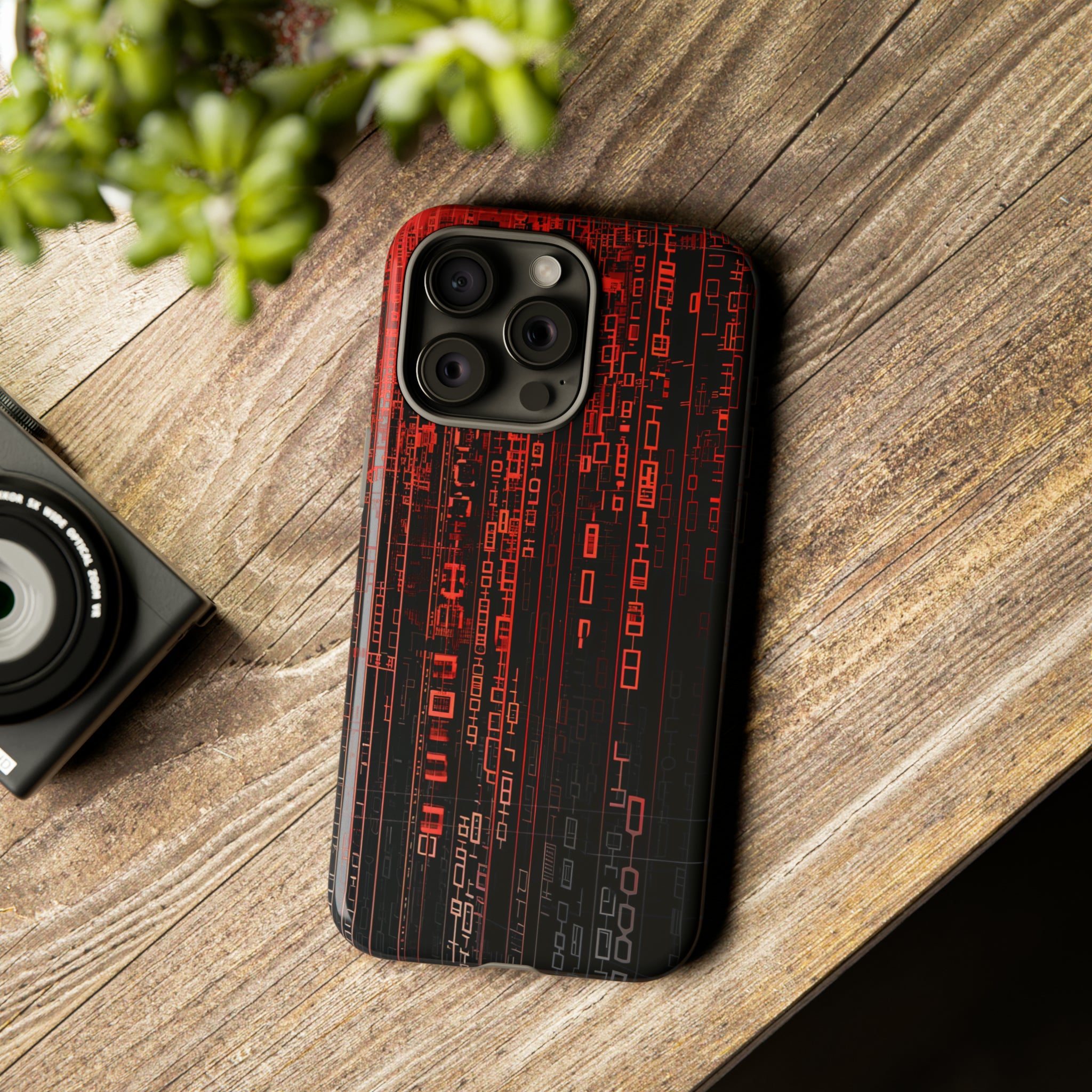 Digital Shield: Red Gradient - Protective Phone Case