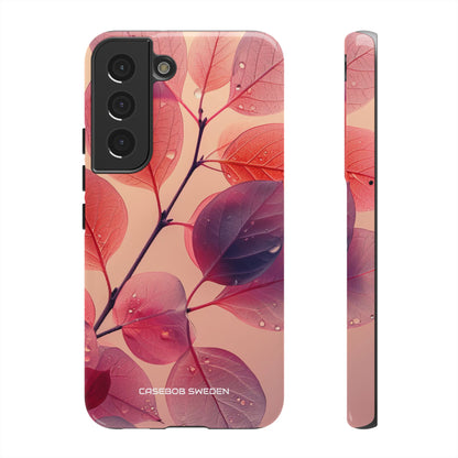 Pink Serenity Leaf Design - Tough Samsung S22 Phone Case