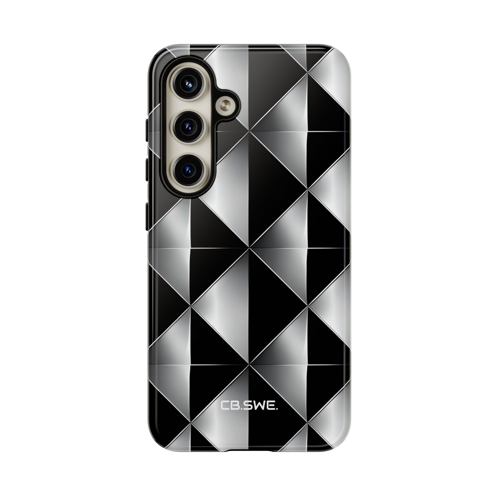 Modern Black Silver Geometric Diamond Samsung S24 - Tough