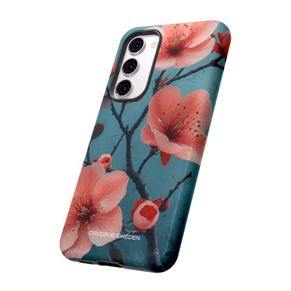 Teal Coral Blossom - Tough Samsung S23 Phone Case