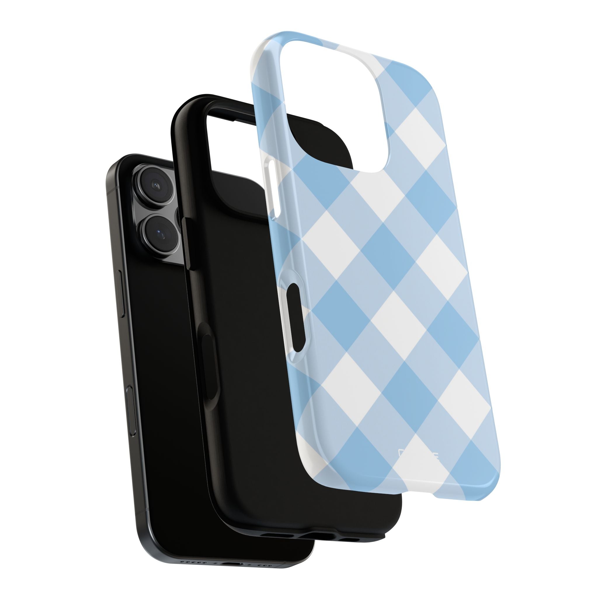 Soft Blue Gingham Elegance - iPhone Case