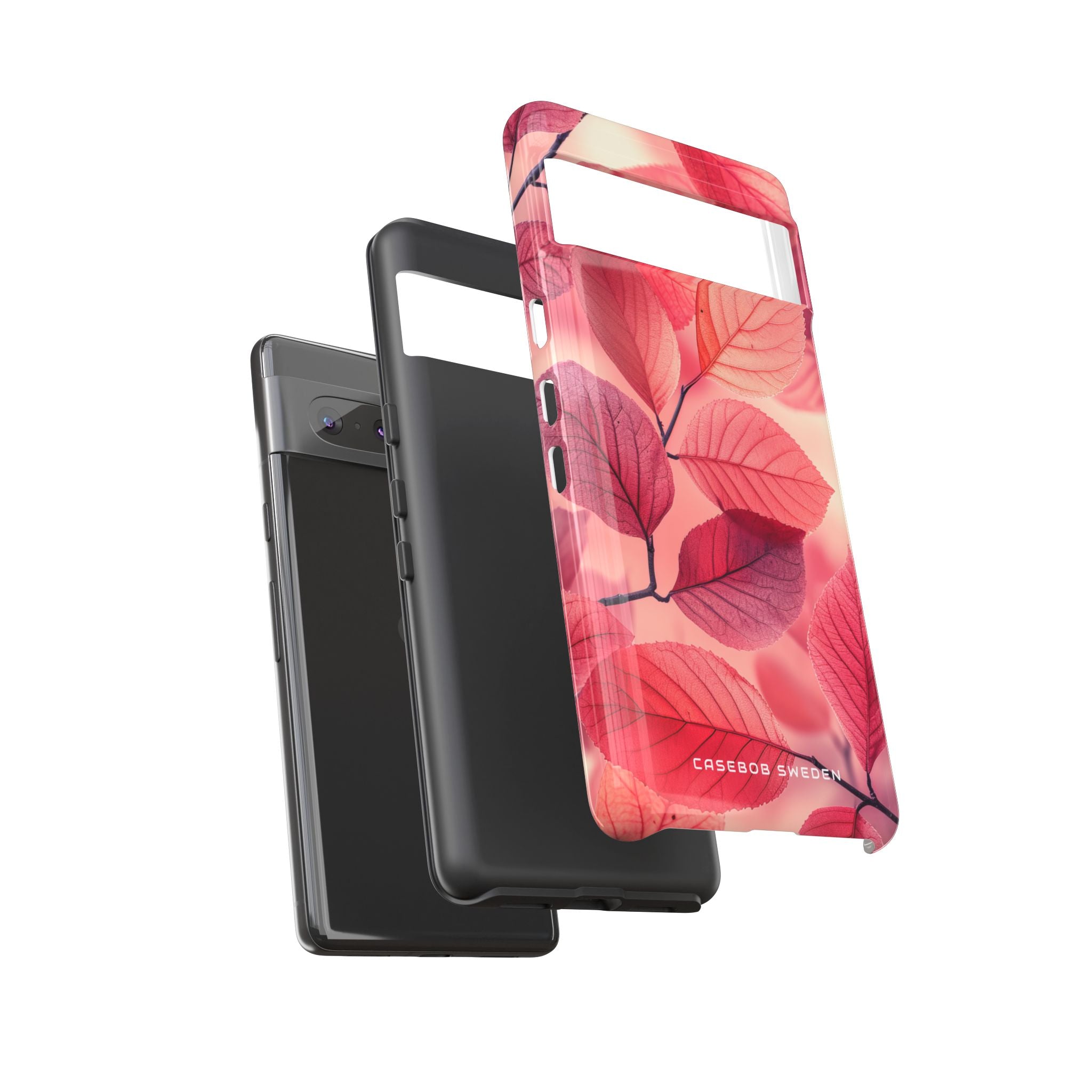 Elegant Pink Leaves Google Pixel 7 - Tough Phone Case