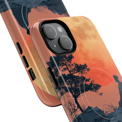 Zen Tranquility Under a Red Moon iPhone 15 | Tough+ Phone Case