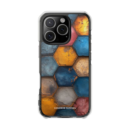 Rustic Geometric Tiles - Clear Impact iPhone 16 Phone Case