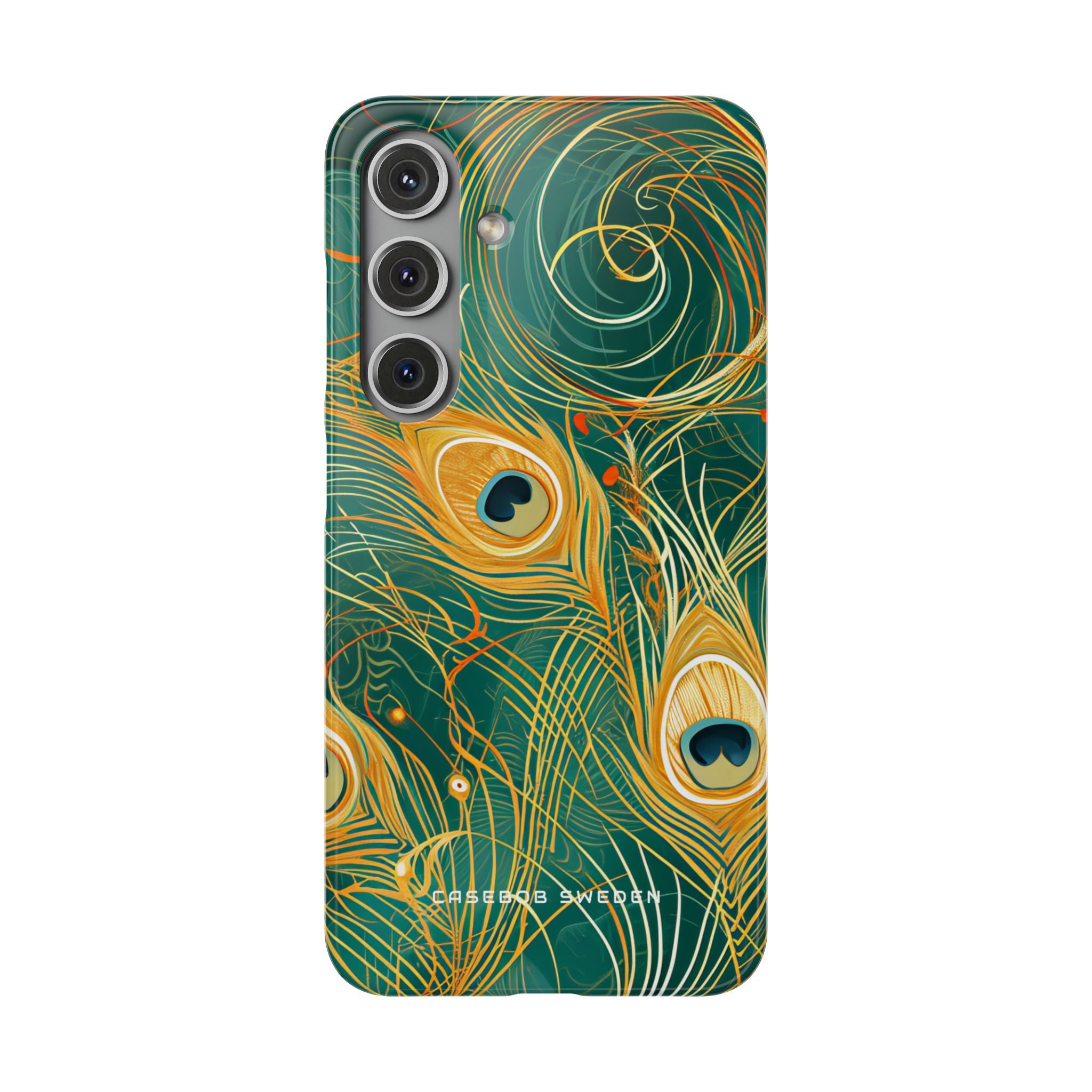 Peacock Elegance in Teal and Gold Samsung S24 - Slim Phone Case