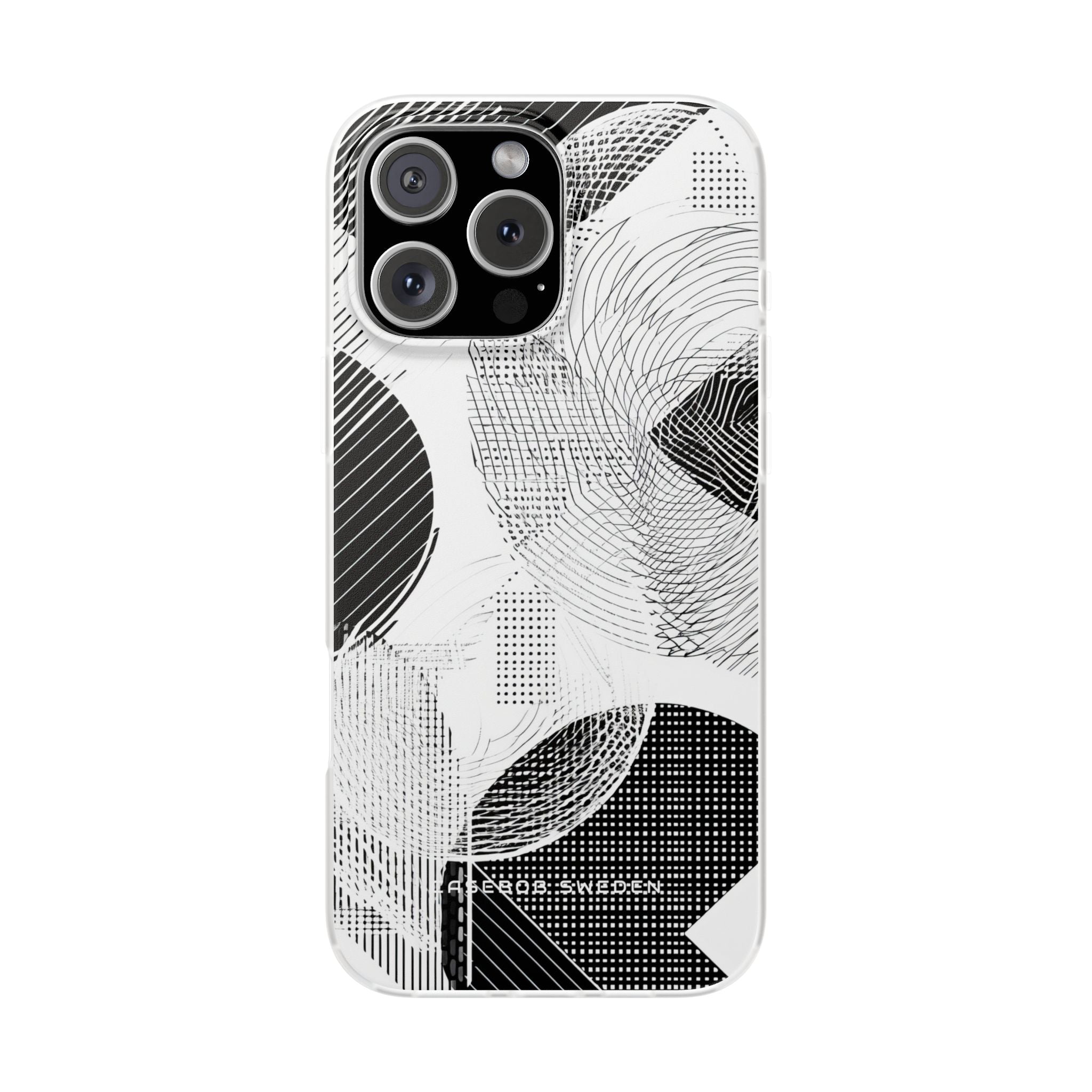 Geometric Monochrome Flow iPhone 16 - Flexi Phone Case