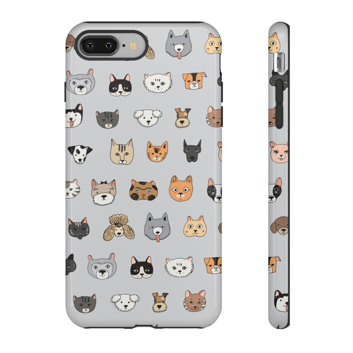 Cats n Dogs Pattern iPhone Case (Protective) iPhone 8 Plus Glossy Phone Case