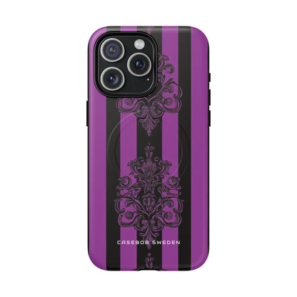 Gothic Elegance with Vertical Stripes and Ornamental Motifs iPhone 15 | Tough+ Phone Case