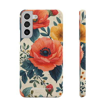 Vibrant Botanical Poppies - Slim Samsung S22 Phone Case