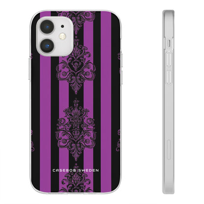 Gotische Eleganz mit vertikalen Streifen und Ornamentmotiven iPhone 12 - Flexi-Telefonhülle