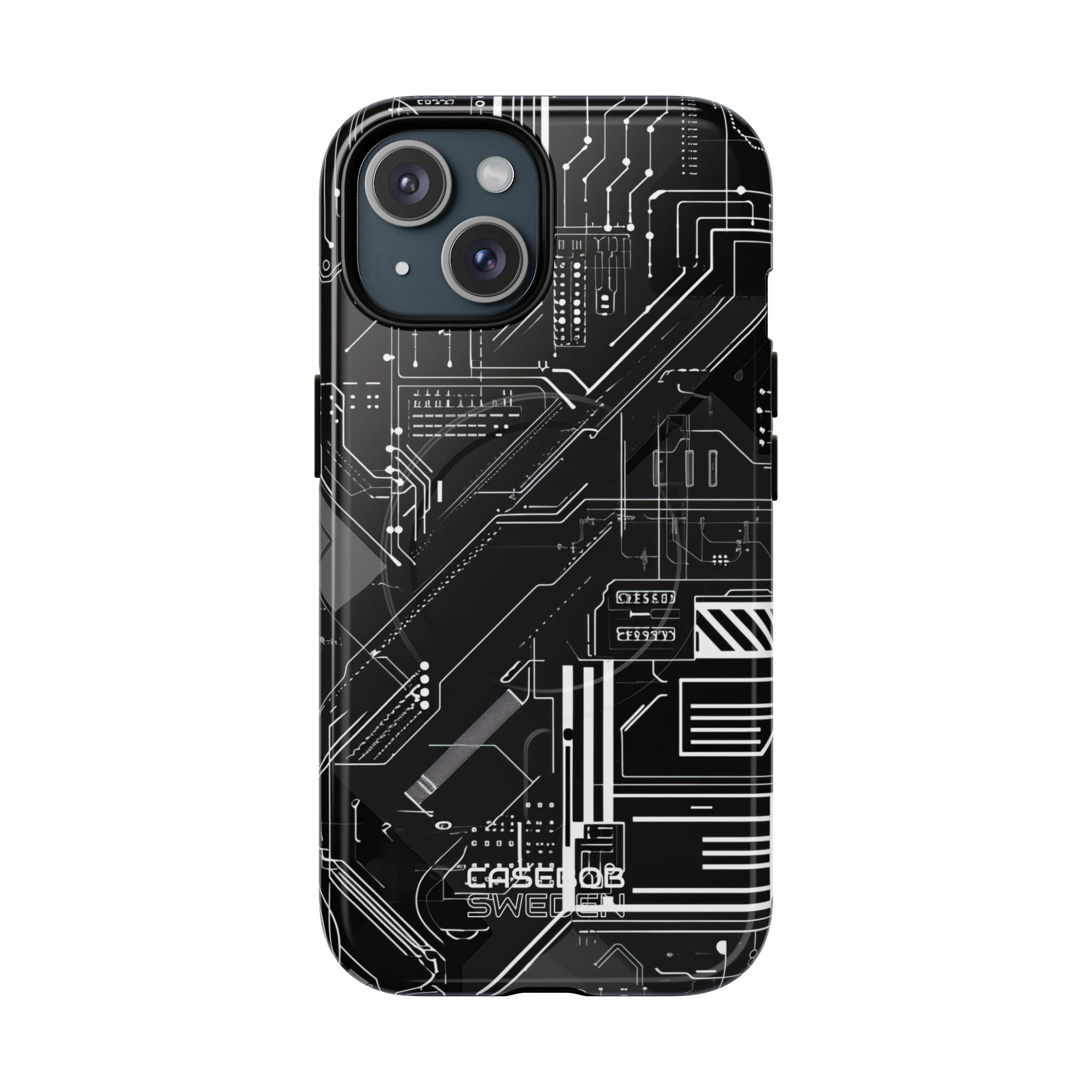 Futuristisches Schaltkreisgitter iPhone 15 – Tough+