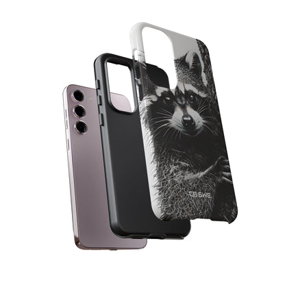 Intricate Black White Raccoon Illustration Phone Samsung S23 - Tough