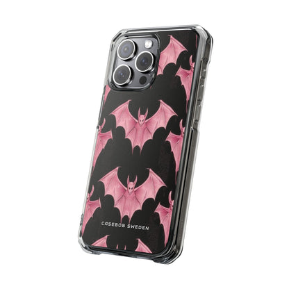 Gothic Pink Bats Aflame iPhone 15 - Clear Impact Phone Case