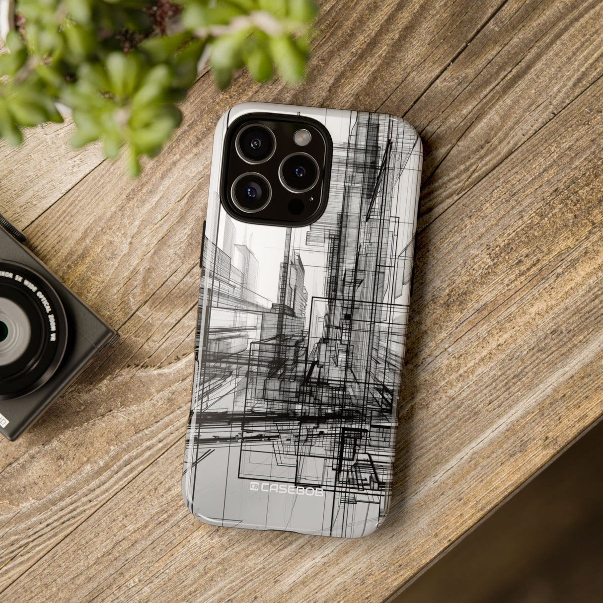 Urban Complexity: Black Lines Design - for iPhone 16