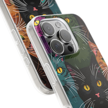 Teal Cat Grid iPhone 16 Pro Case - Soft