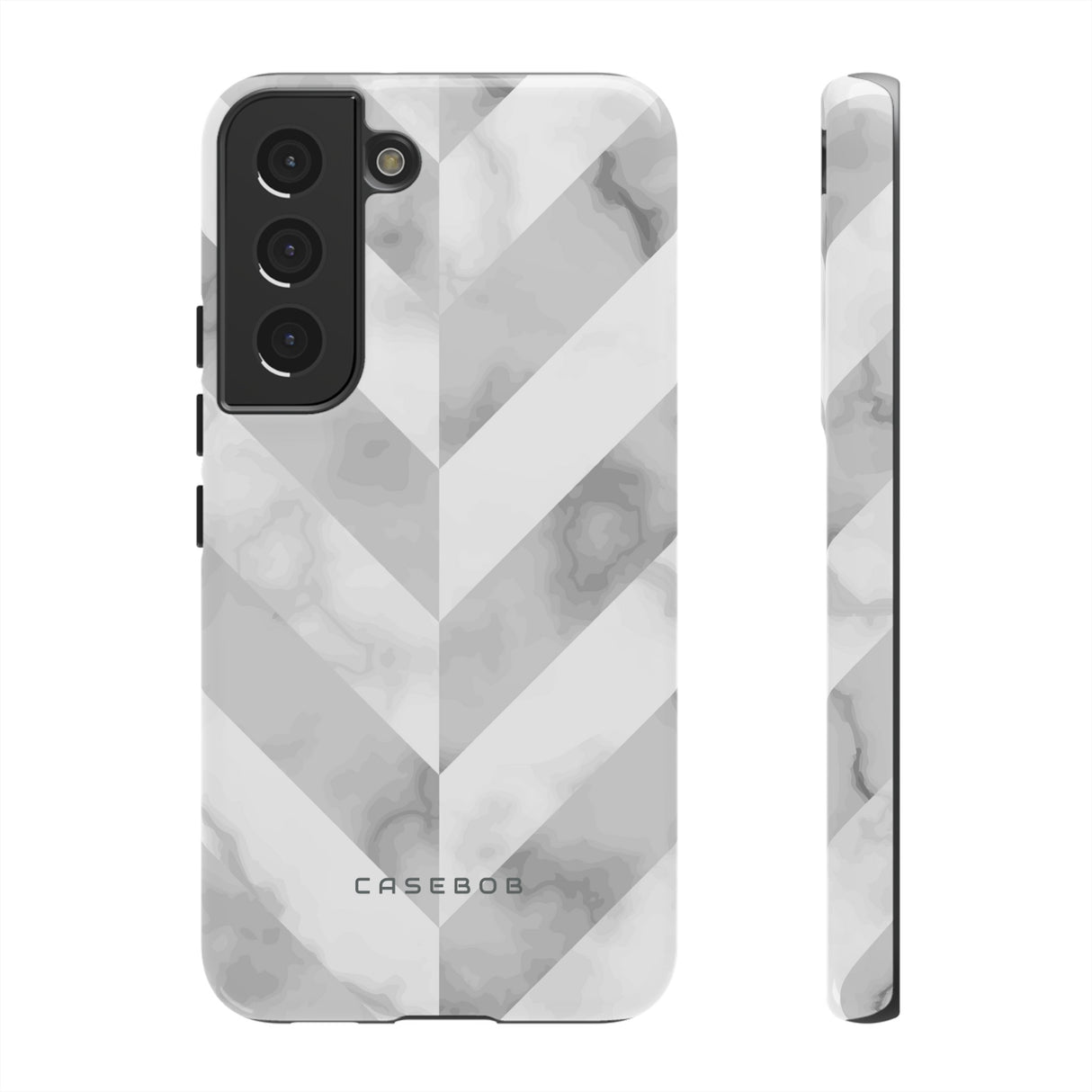 White Herringbone - Protective Phone Case