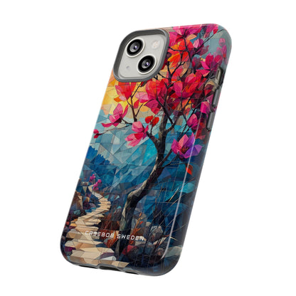 Vibrant Geometric Tree Landscape iPhone 14 - Tough Phone Case