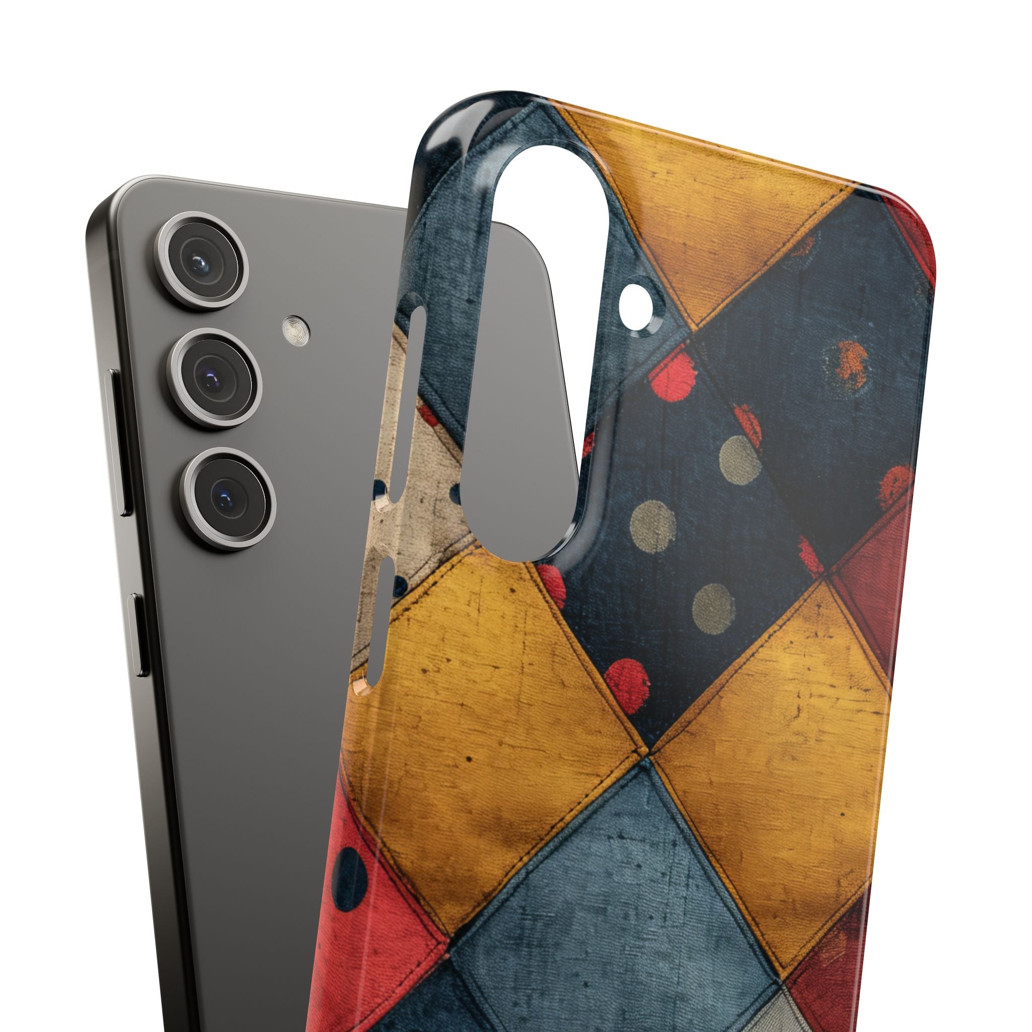 Blue Red Patchwork - Slim Samsung S24 Phone Case