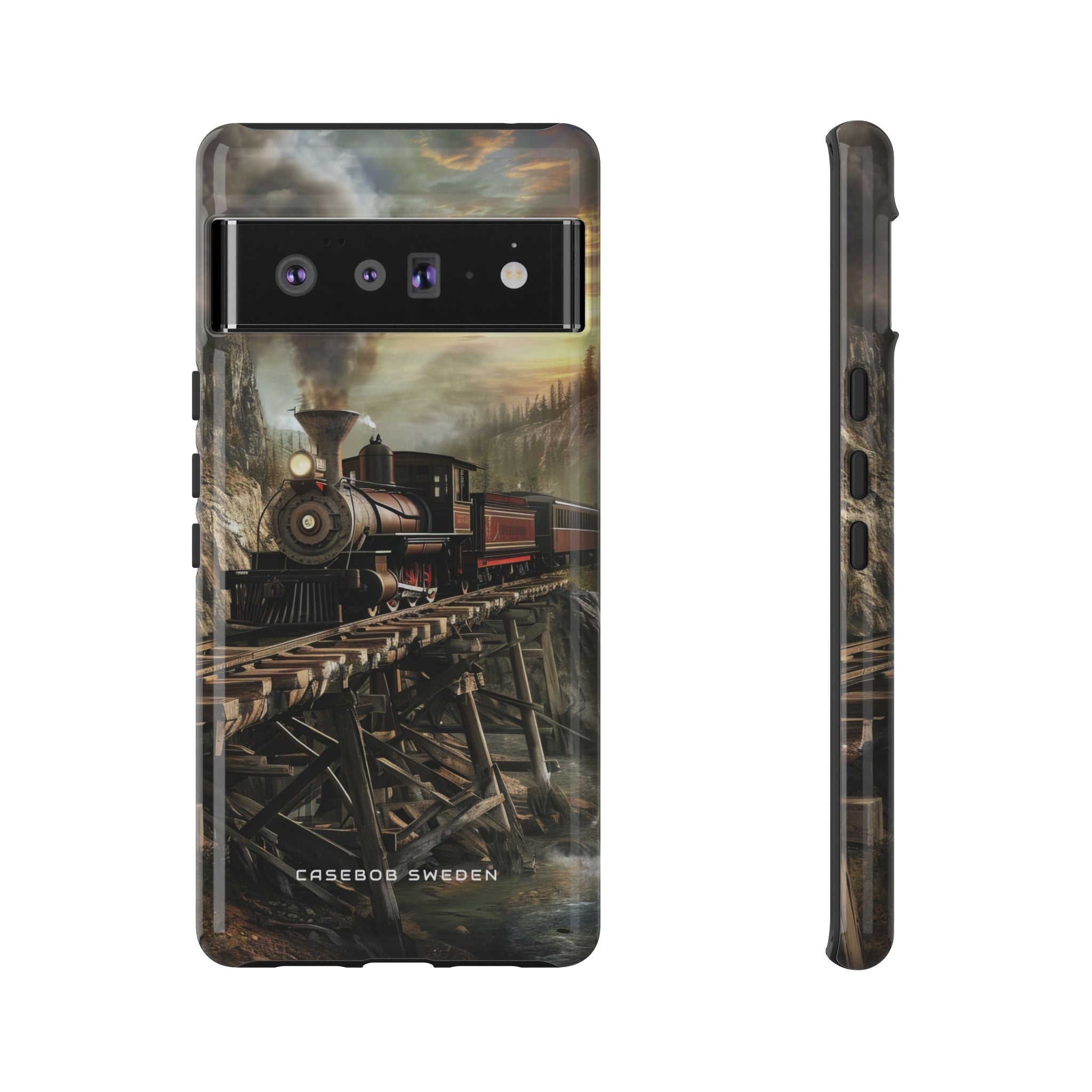 Vintage Steam Train Crossing Mountain Bridge Google Pixel 6 - Tough Phone Case