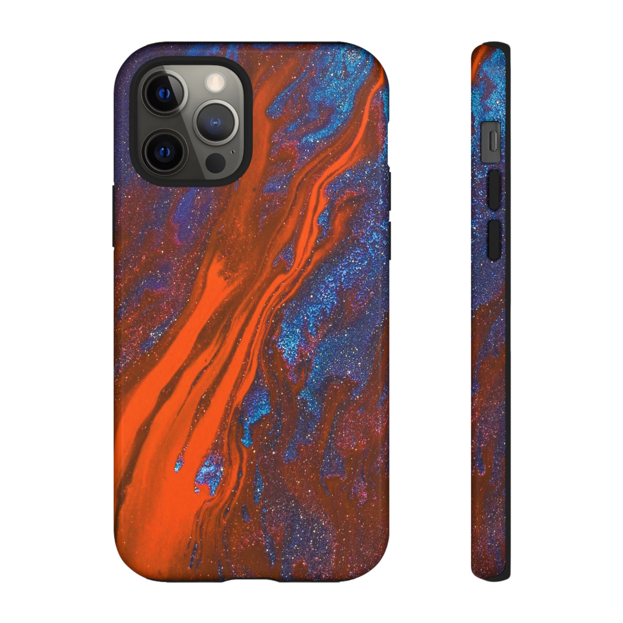 Orange Spikes Ink Art iPhone Case (Protective) iPhone 12 Pro Glossy Phone Case