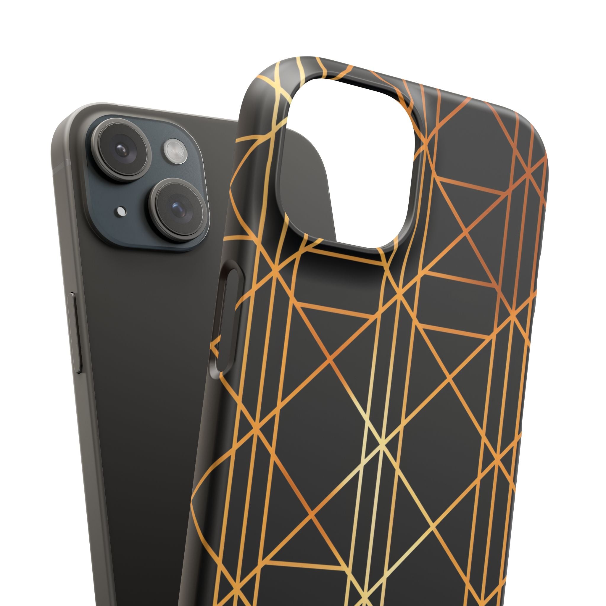 Golden Geometric Elegance iPhone 15 - Slim Phone Case