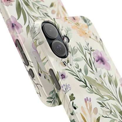 Soft Green Lavender Floral Pattern - Slim iPhone 16 Phone Case