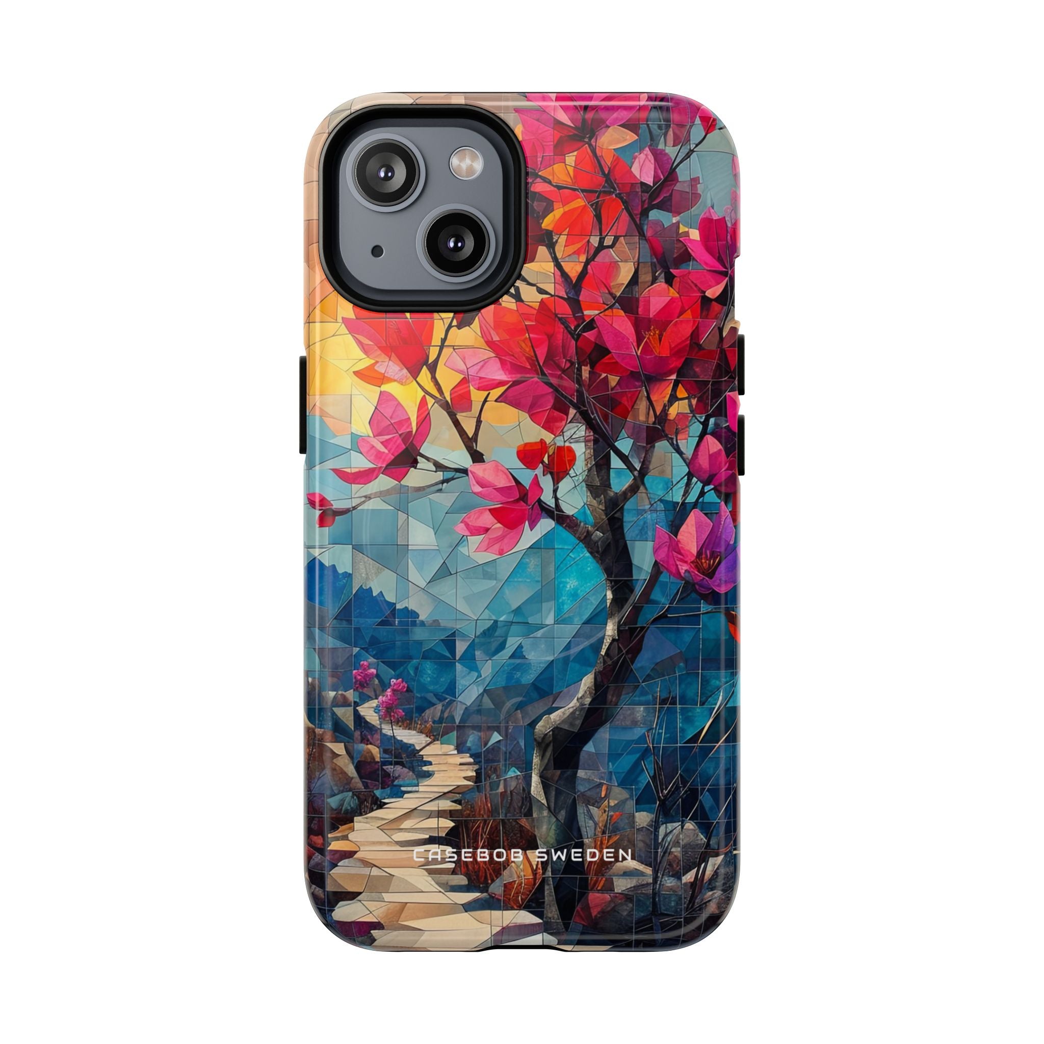 Vibrant Geometric Tree Landscape iPhone 14 | Tough+ Phone Case