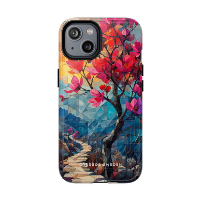 Vibrant Geometric Tree Landscape iPhone 14 | Tough+ Phone Case