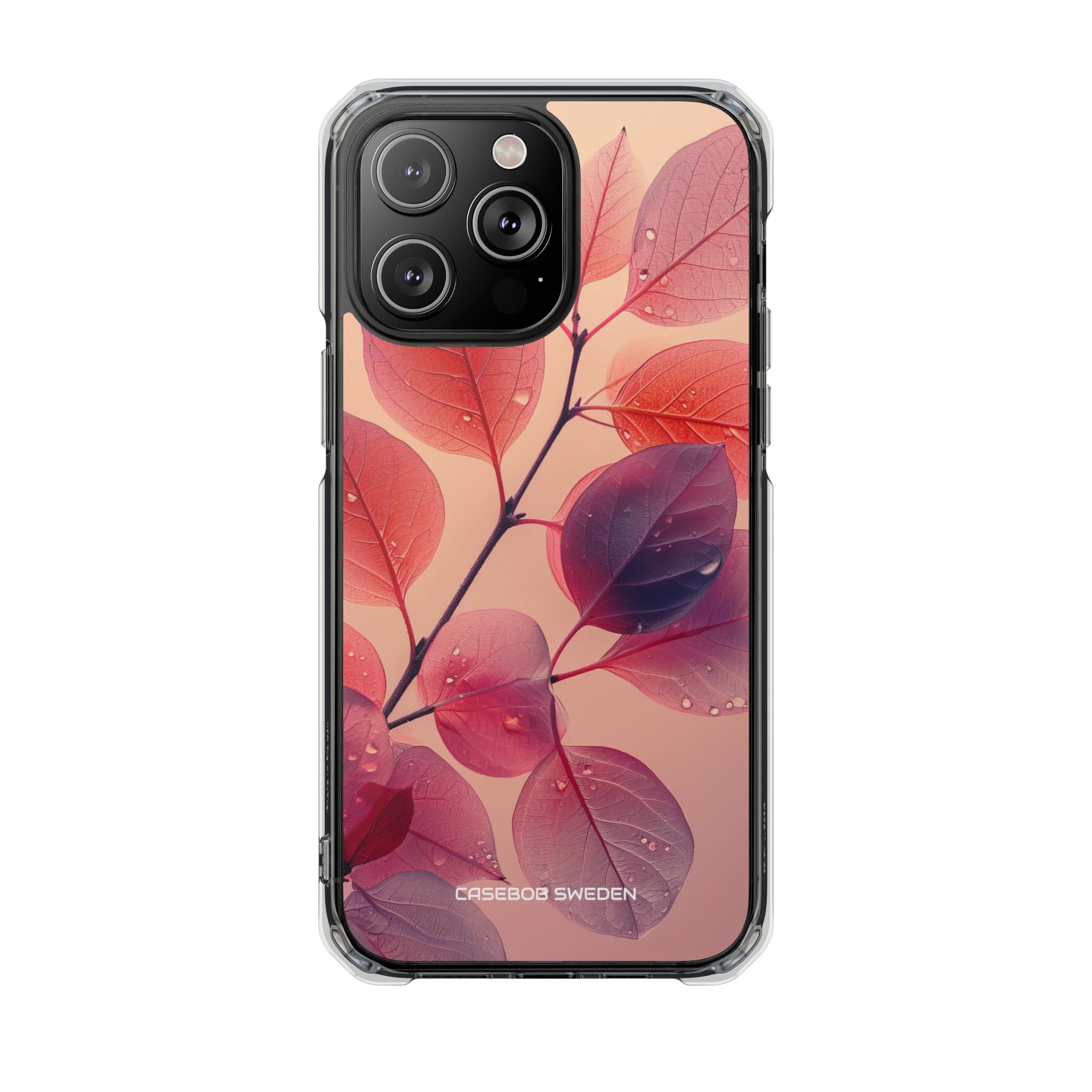 Pink Serenity Leaf Design - Clear Impact iPhone 14 Phone Case