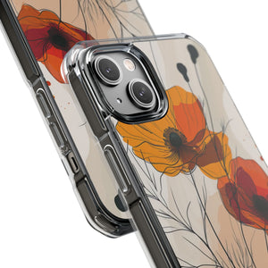 Feurige florale Abstraktion – Handyhülle für iPhone (Clear Impact – magnetisch)