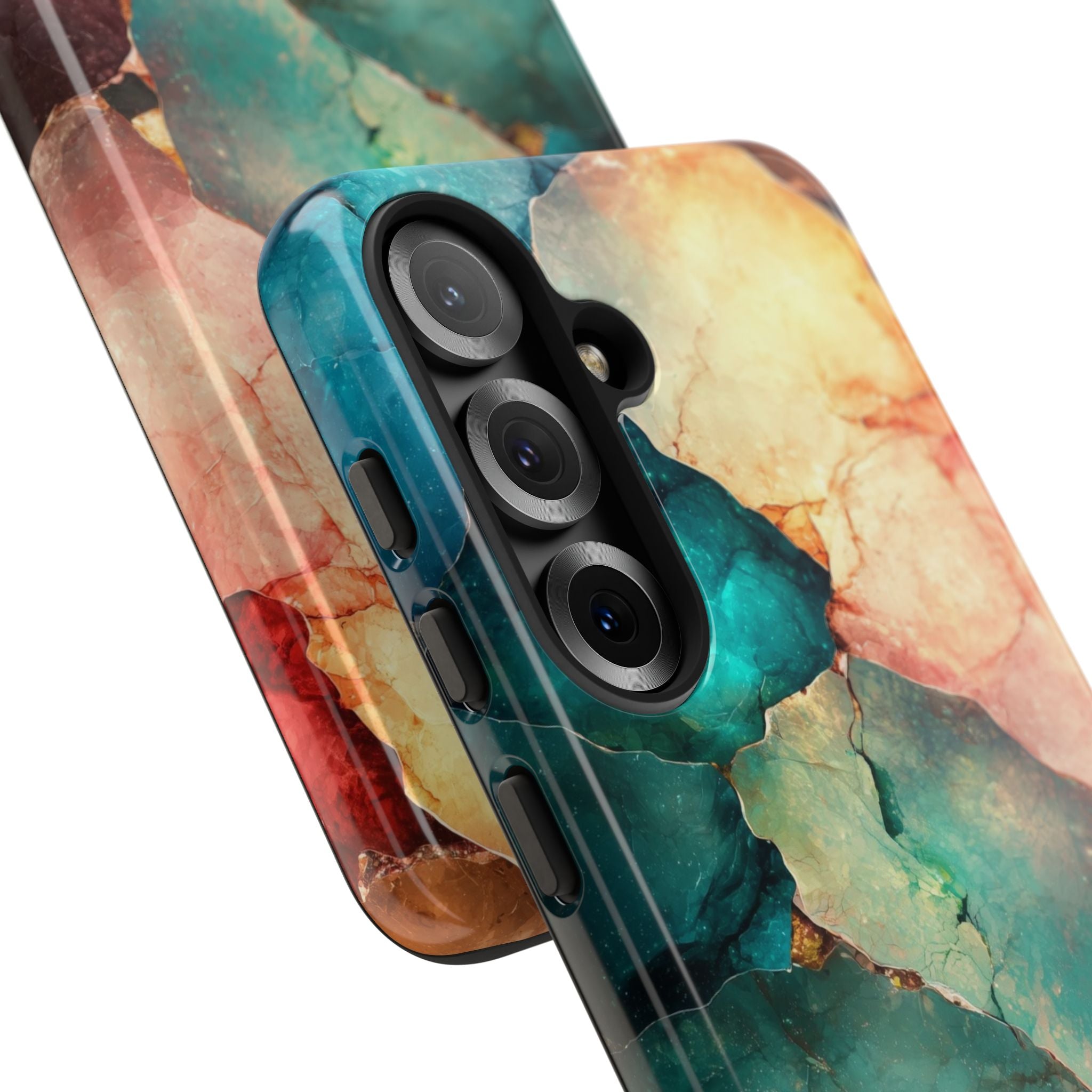 Teal Mosaic Veins Samsung S25 Case - Tough