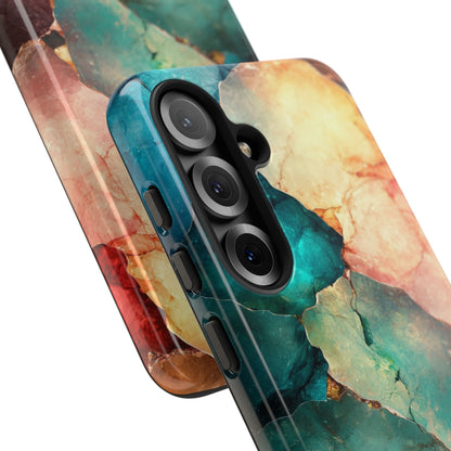 Teal Mosaic Veins Samsung S25 Case - Tough