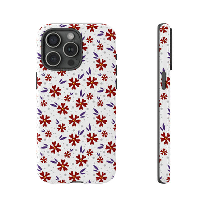 Red Flower Pattern - Protective Phone Case