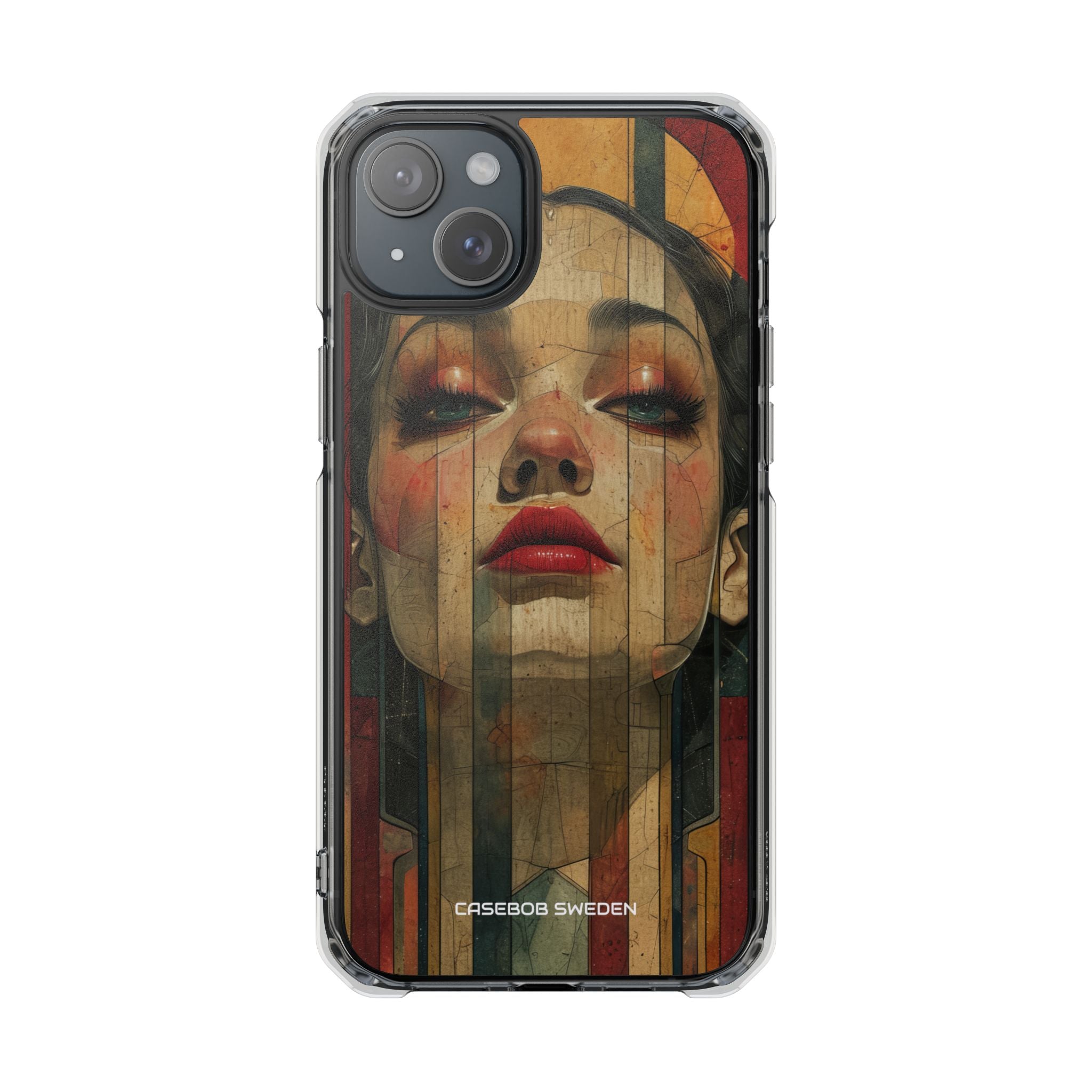 Bold Art Deco Portrait - Clear Impact iPhone 15 Phone Case