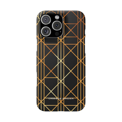 Golden Geometric Elegance iPhone 16 - Slim Phone Case