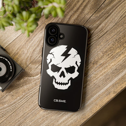Minimalist White Skull Lightning Bolt Icon iPhone 16 - Tough