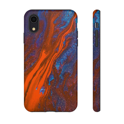 Orange Spikes Ink Art iPhone Case (Protective) iPhone XR Glossy Phone Case