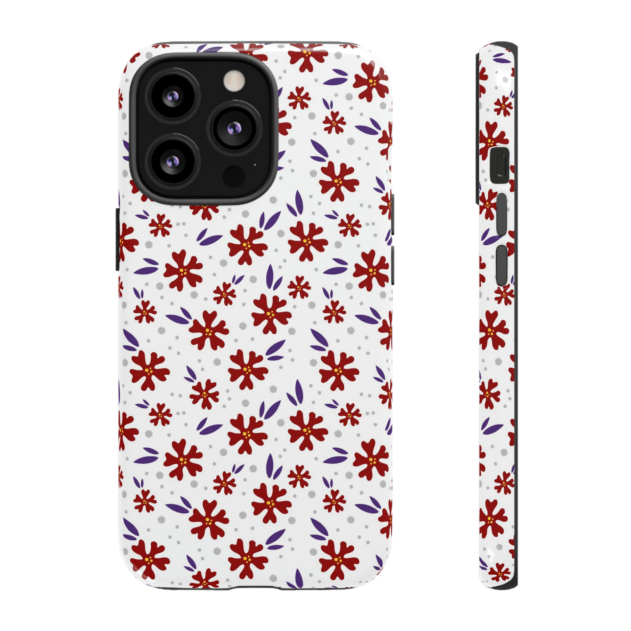 Red Flower Pattern - Protective Phone Case