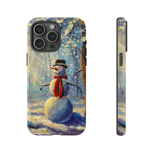 Oil painting - Happy Snowman - Protective Phone Case