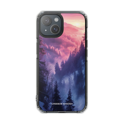 Misty Forest Serenity - Clear Impact iPhone 15 Phone Case