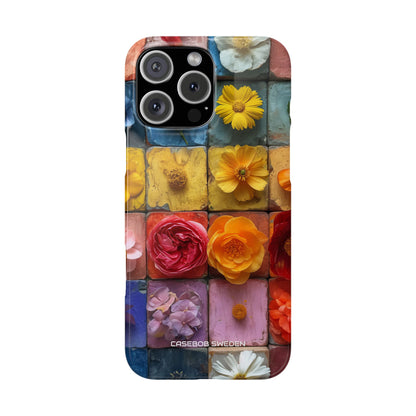 Vibrant Floral Tiles - Slim iPhone 16 Phone Case