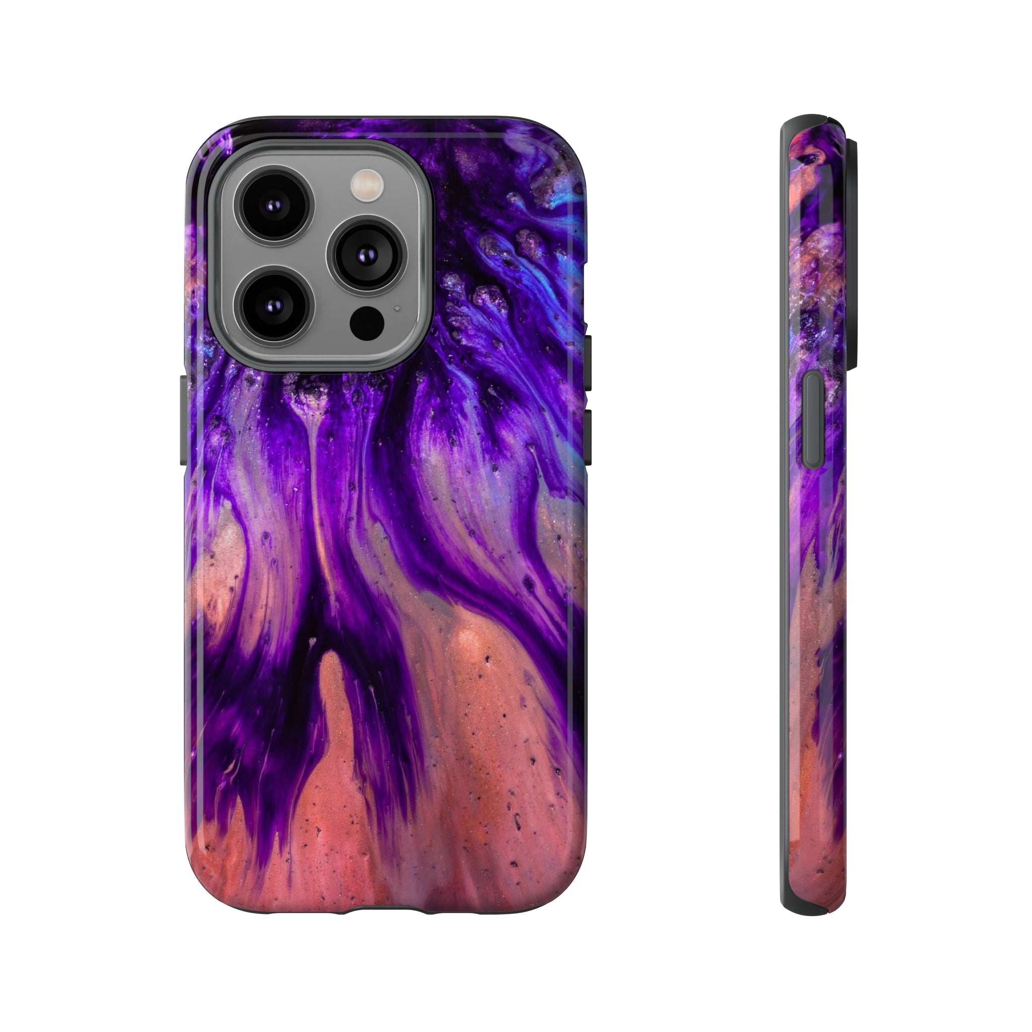 Purple Flow Ink Art iPhone Case (Protective) iPhone 14 Pro Glossy Phone Case