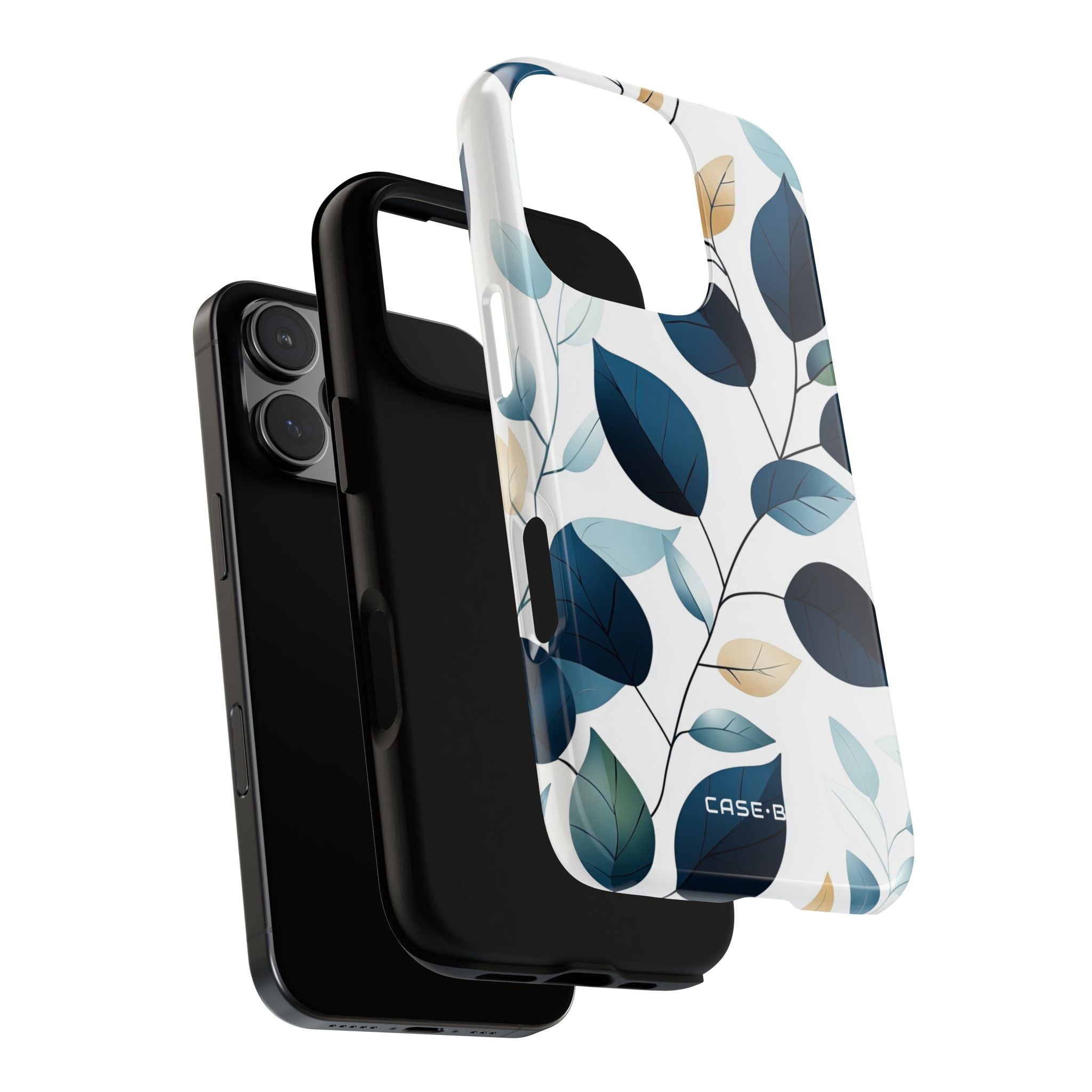 Navy Veined Leaves iPhone 16 Pro Case - Tough