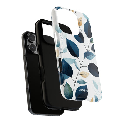 Navy Veined Leaves iPhone 16 Pro Case - Tough