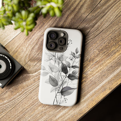 Veined Leaves Gray iPhone 15 Pro Case - Tough