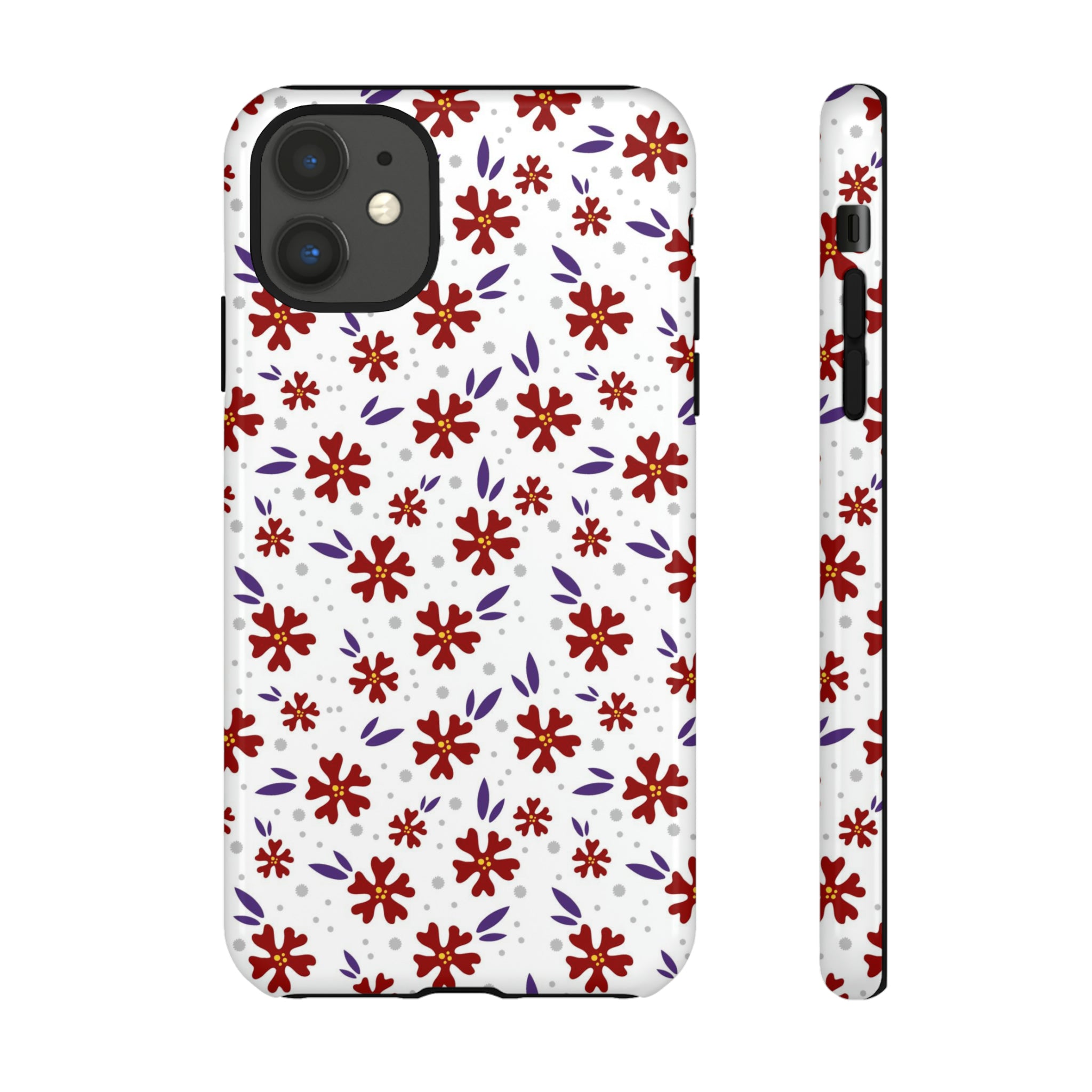 Red Flower Pattern - Protective Phone Case