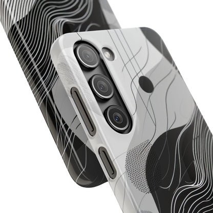 Fluid Rhythms: Monochrome Line Flow Samsung S23 - Slim Phone Case